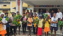 Maa Danteshwari Herbal Group distributes Black Pepper, Giloy and Sindoori saplings to students and farmers in Bastar
