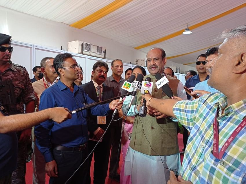 Om Birla, Lok Sabha Speaker talking to the media about his experience at the Agri Startup Conclave 2022