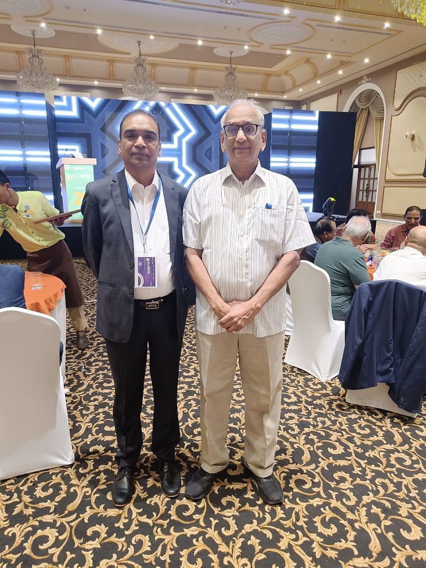 The winner of AISAA 2022, Founder and Editor-in-Chief, Krishi Jagran MC Dominic with G Chandrashekhar, Senior Journalist & Policy Commentator at ‘Globoil & Sugar Summit 2022’ in Goa.