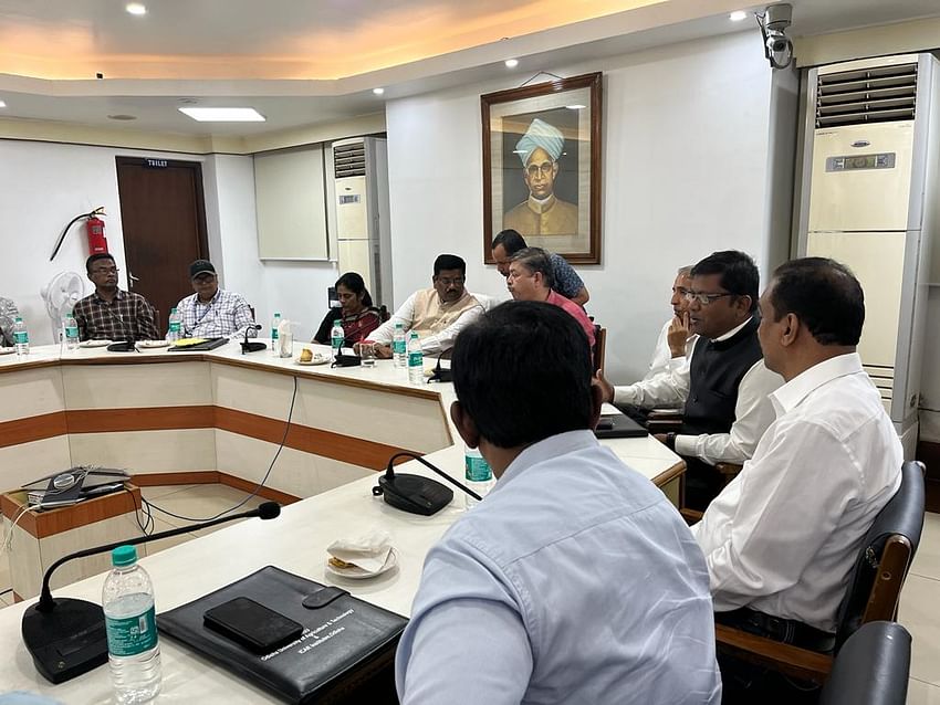 FOOD FOR THOUGHT! PK Roul, Vice Chancellor, Odisha University of Agriculture and Technology in a candid conversation after the inauguration of Farmers’ Fair 2023 in Bhubaneshwar