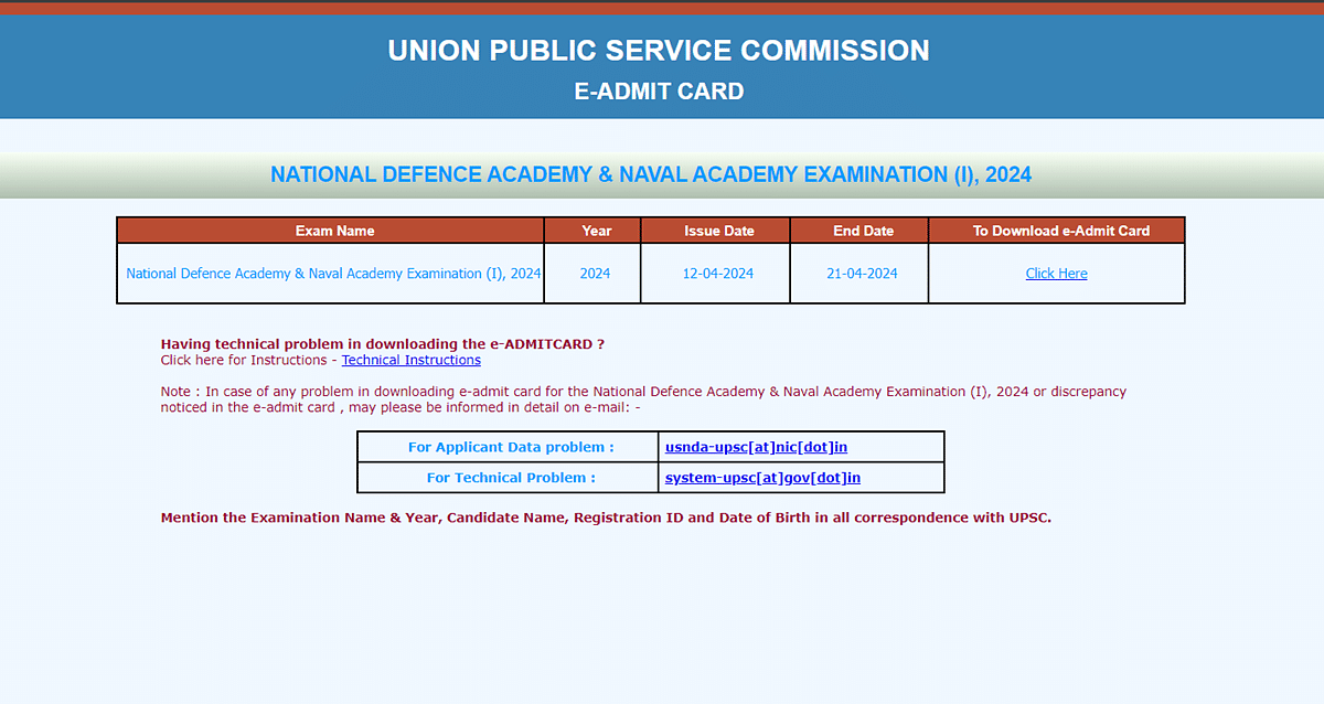 Upsc Nda Admit Card Released Download Now At Upsc Gov In Check